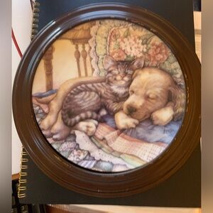 Crestley 1993 Collector Plate “Cuddle Up” Framed